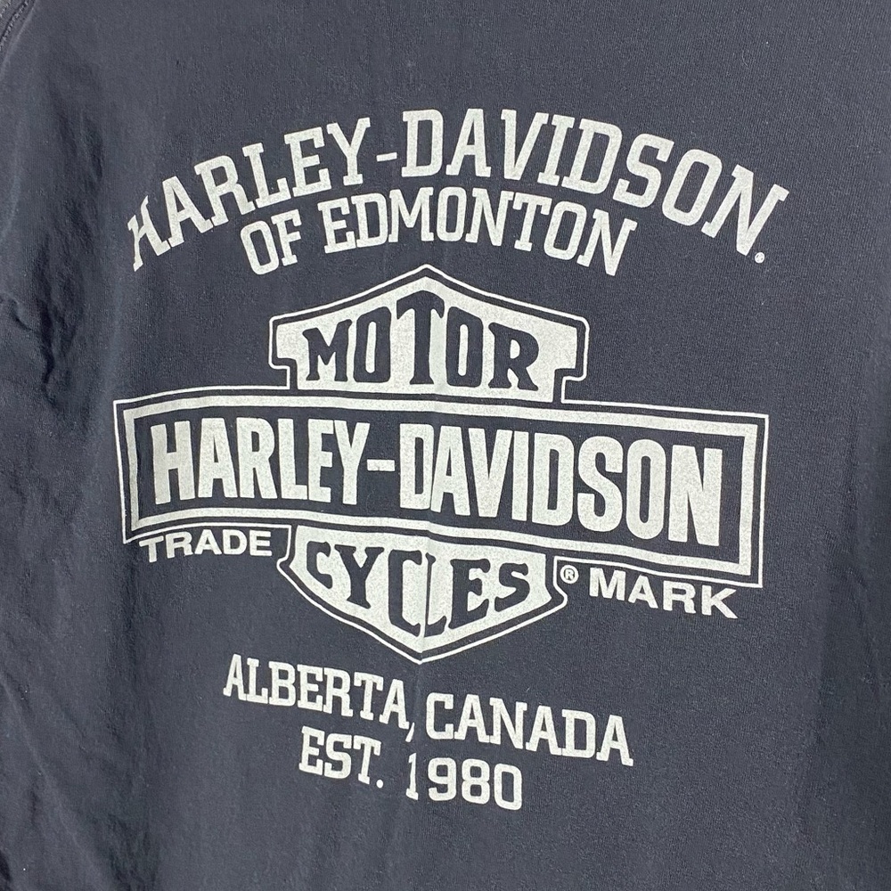 Harley-Davidson Edmonton Alberta Canada Black Blue Purple Graphic T-Shirt L - Picture 7 of 13